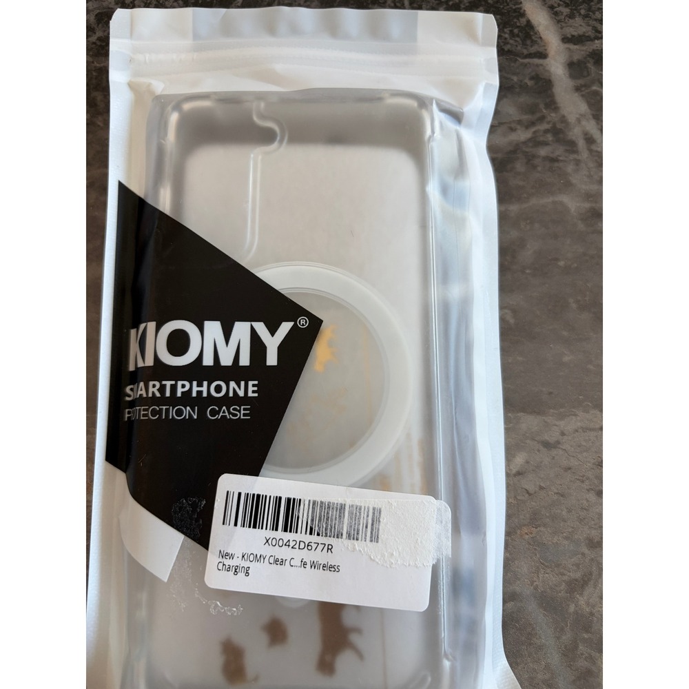 KIOMY Clear Magnetic Case Gold Cat Pattern Wireless Charging Smartphone Cover